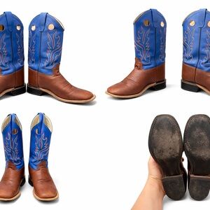 Blue and Brown Western Cowboy Boots